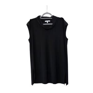 Sympli Canada Black Convoy Funnel Neck Relaxed Sleeveless Top, Women's 14